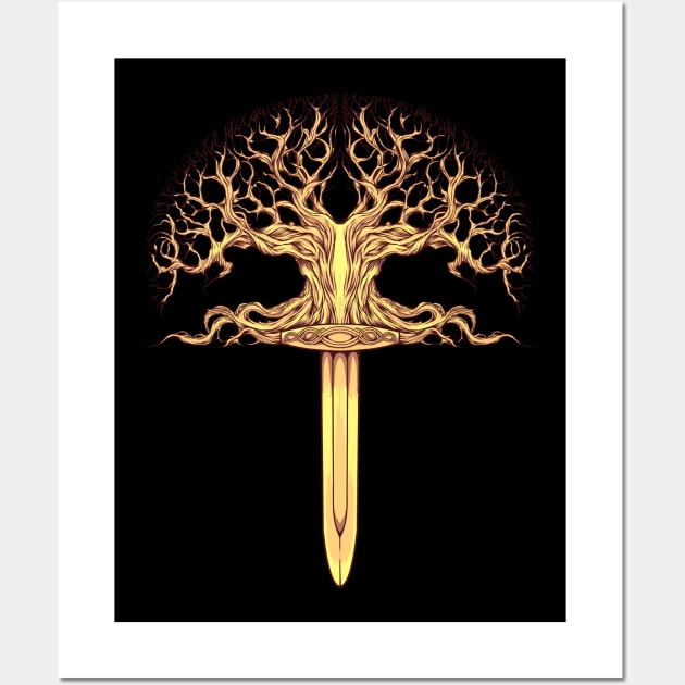 Viking sword and Yggdrasil Wall Art by Modern Medieval Design